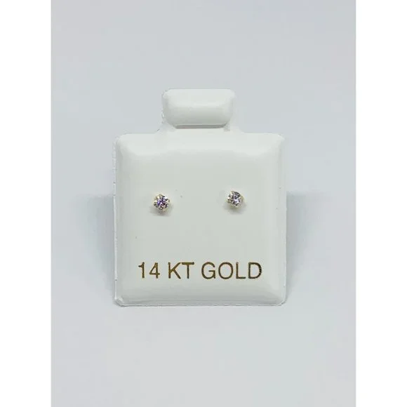 Real 14k Gold Earrings 2mm Tiny baby girl Screwback Women - aretes en oro